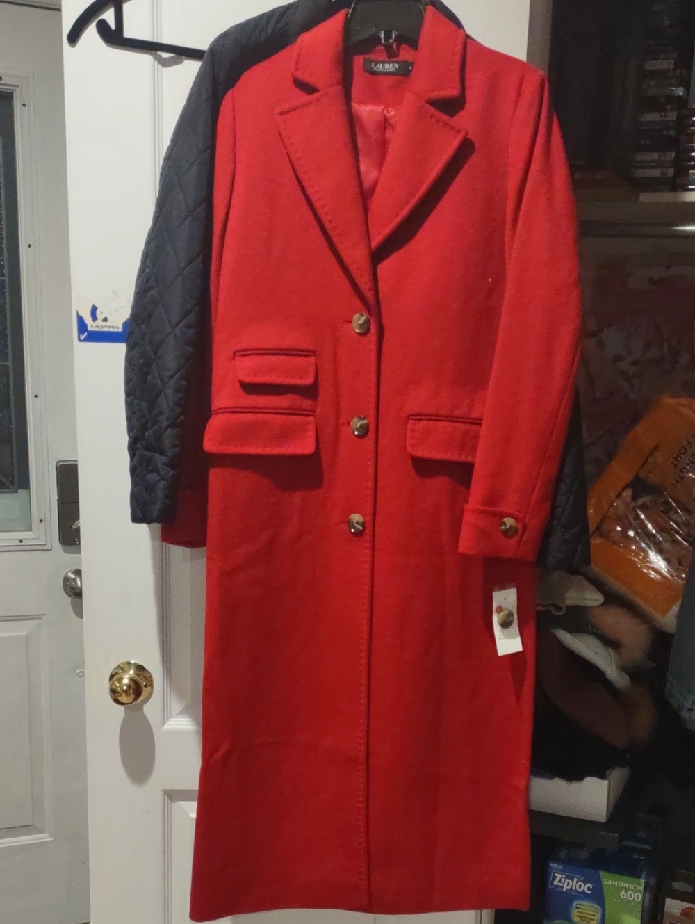 Lauren Ralph Lauren Bold Red Wool Long Trench Coat